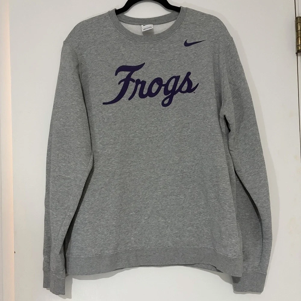 Nike TCU Horned Frogs Sweatshirt Mens Large Gray Big 12 Crewneck Tech Fleece